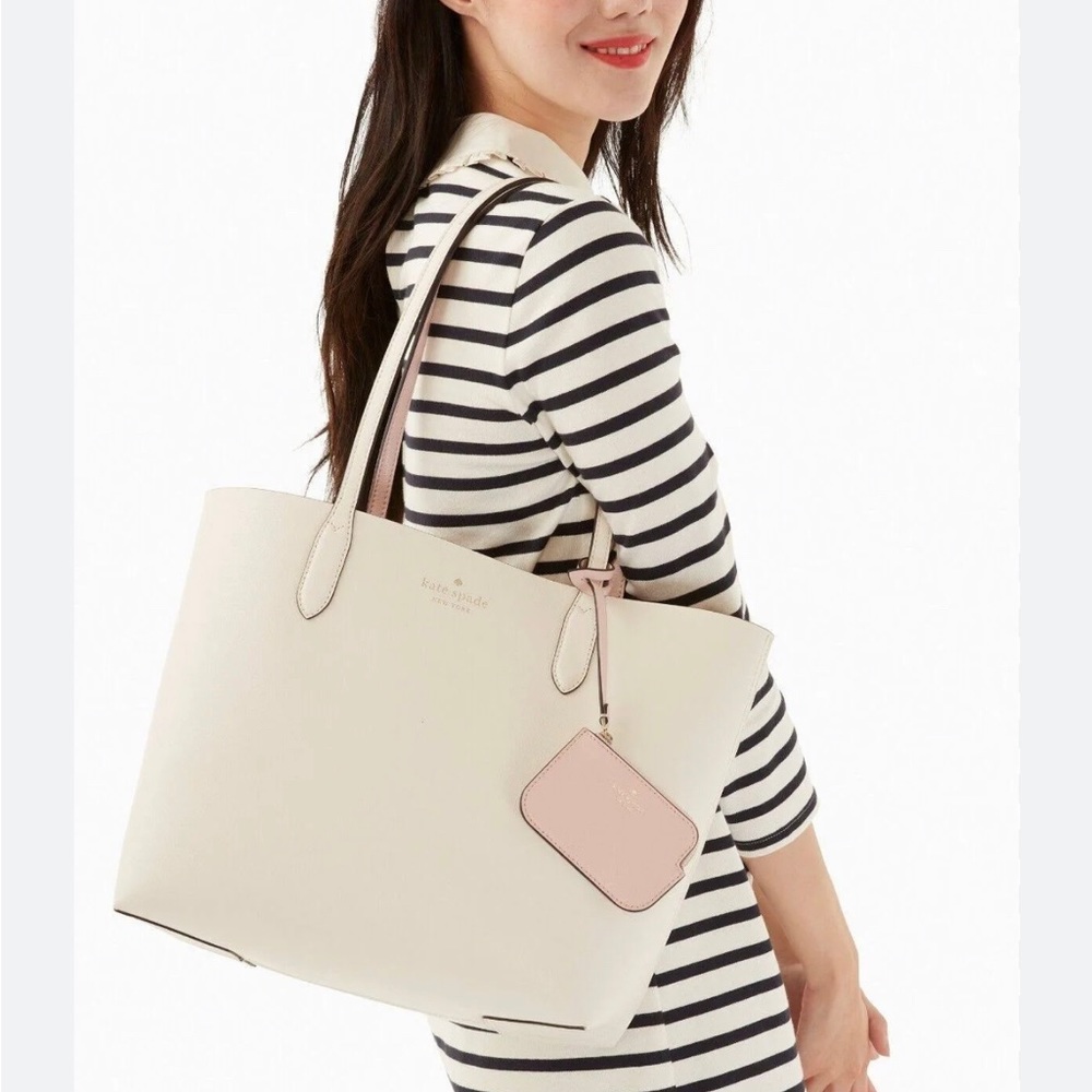 NEW Kate Spade Reversible Ava Tote - white / pink